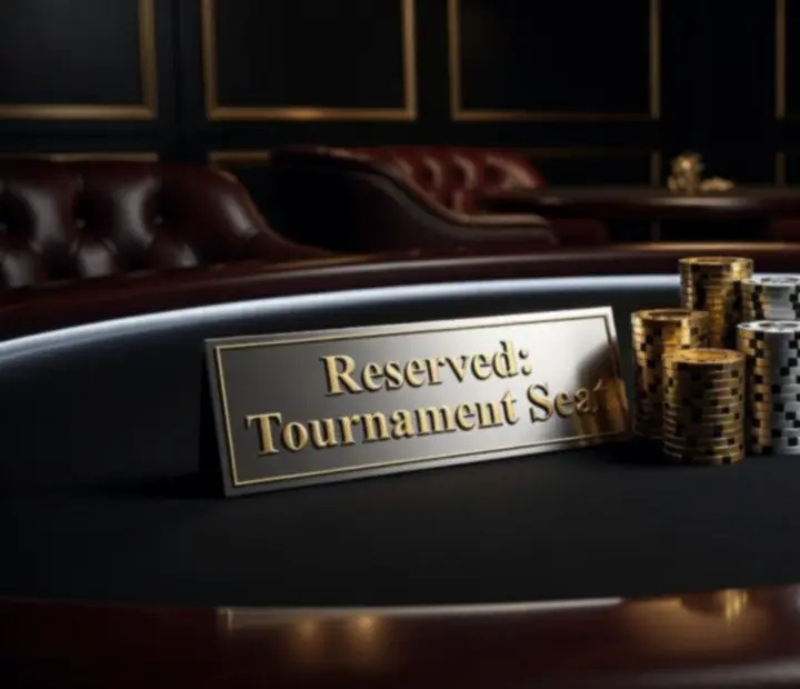 Player reaching for chips at a luxury poker table ready to book a tournament seat