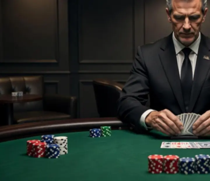 Accredited dealer managing an offline poker table at Themar Bleparlour